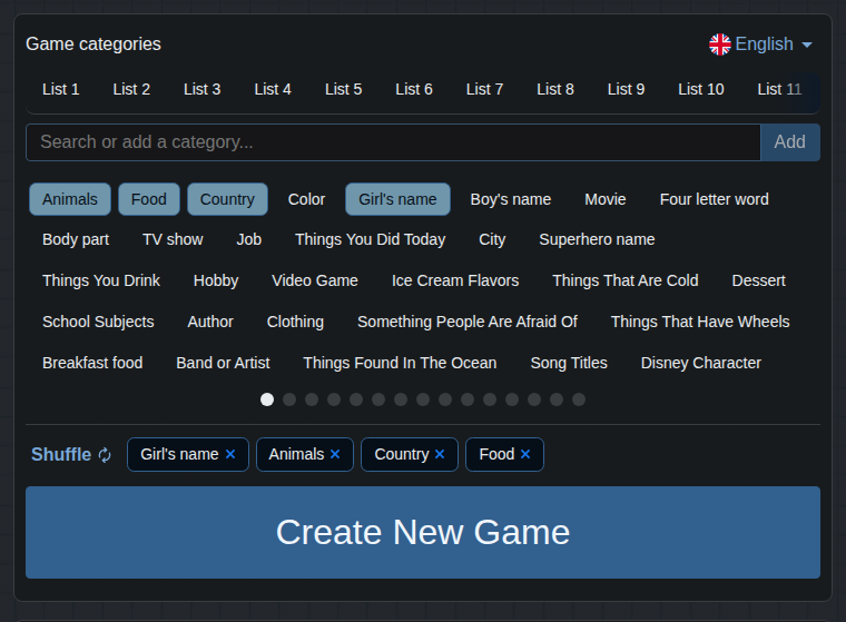 Choosing categories