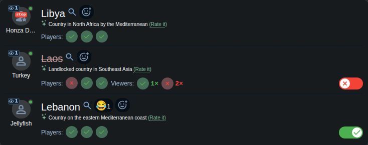 Sum of the viewers' votes next to a player