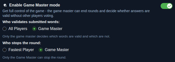 Setting: Game manager mode