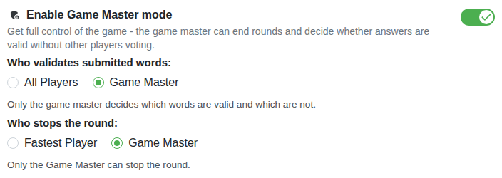 Setting: Game manager mode