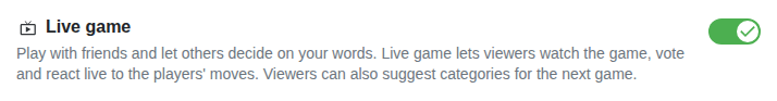 Setting: Live game