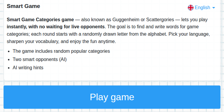 Start of the smart game
