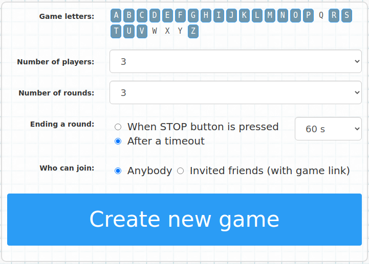 Categories game How to start a game